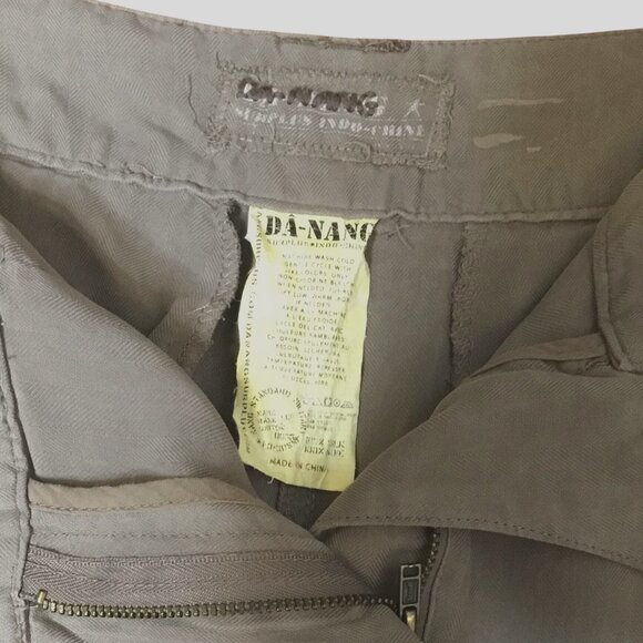 VTG DA-NANG 100% Silk Cargo Skirt Cocoon Gray M Lace-Up Side Utility Y2K Surplus - Picture 4 of 5